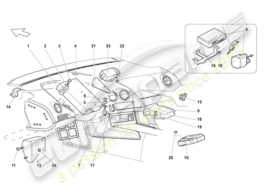 lamborghini lp640 coupe (2010) módulos de control para sistemas eléctricos diagrama de piezas