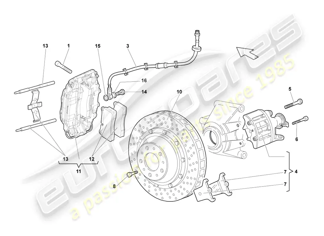 lamborghini lp670-4 sv (2010) freno de disco trasero diagrama de piezas