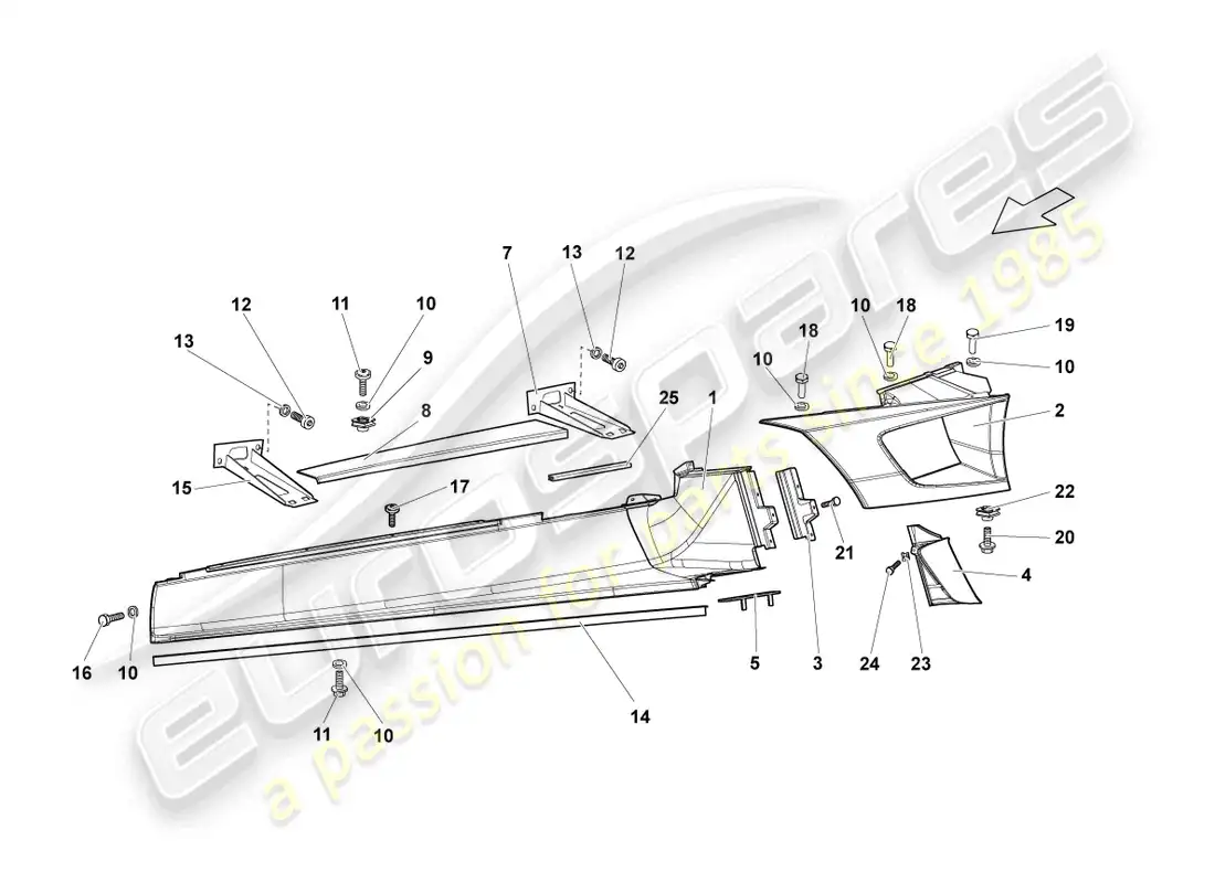 lamborghini lp640 roadster (2010) miembro lateral izquierdo diagrama de piezas