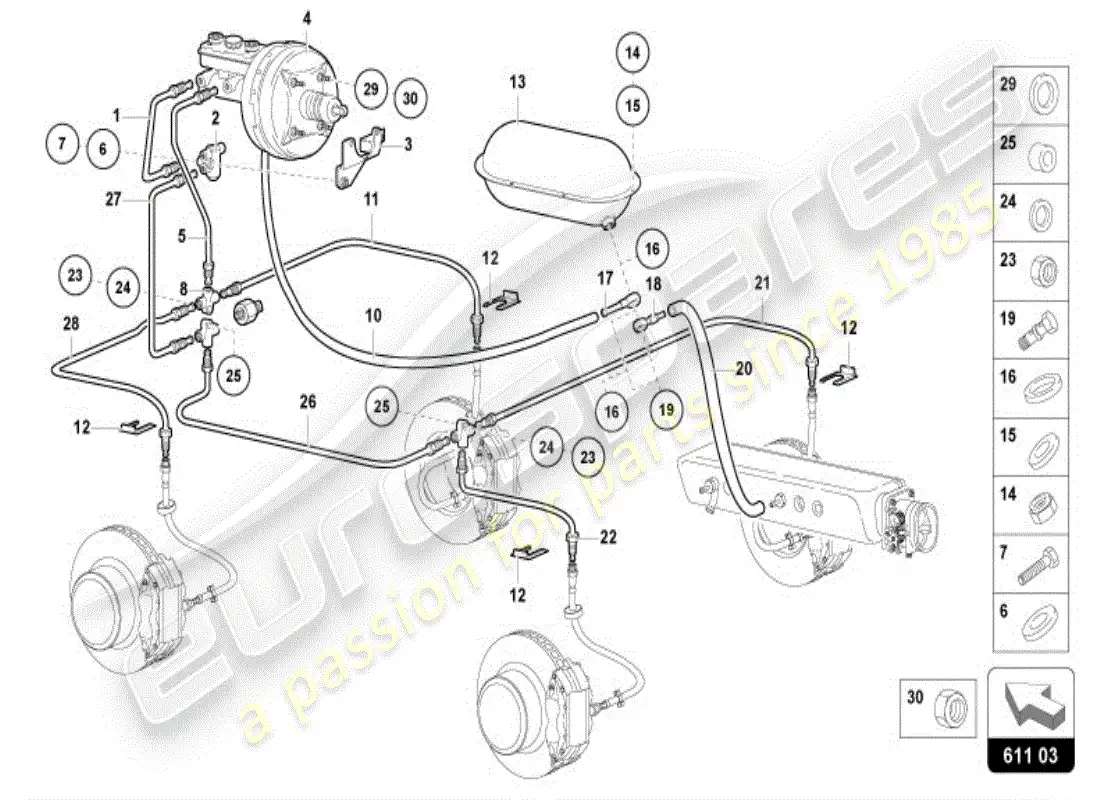 lamborghini diablo vt (1996) bomba de vacío para servo freno diagrama de piezas