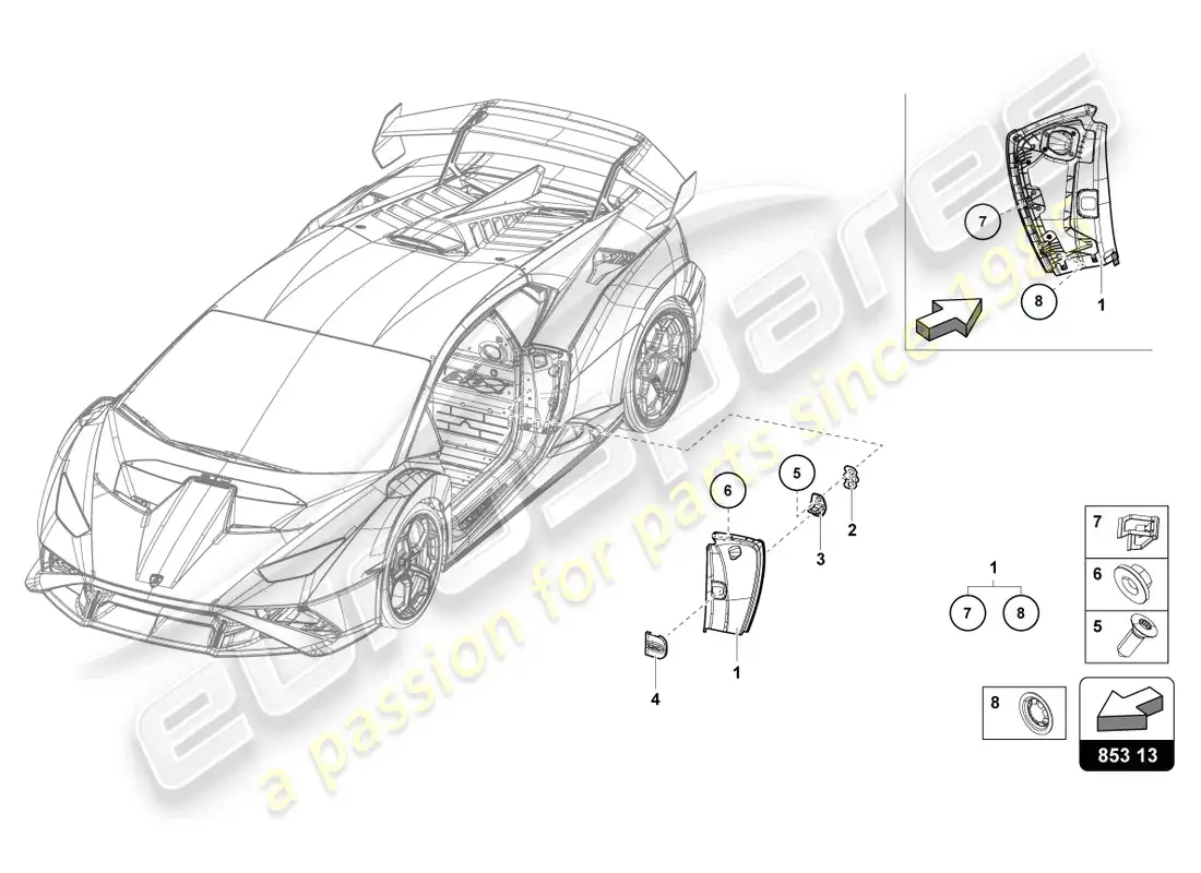 lamborghini sto (2022) placa de cobertura para lateral diagrama de piezas