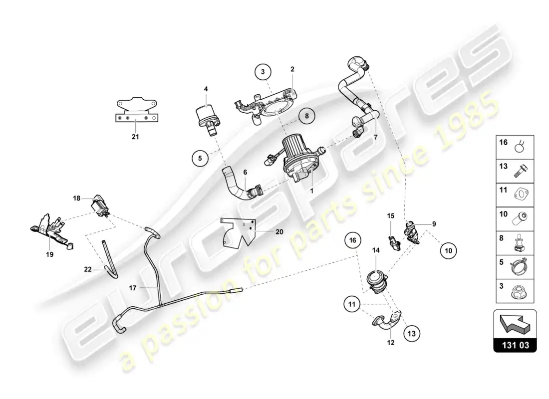 lamborghini evo coupe 2wd (2023) bomba de aire secundario diagrama de piezas