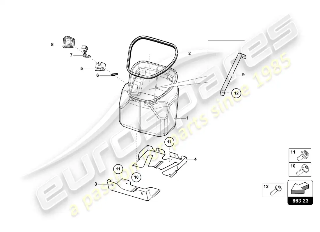 lamborghini countach lpi 800-4 (2022) embellecedores para maletero de equipaje diagrama de piezas