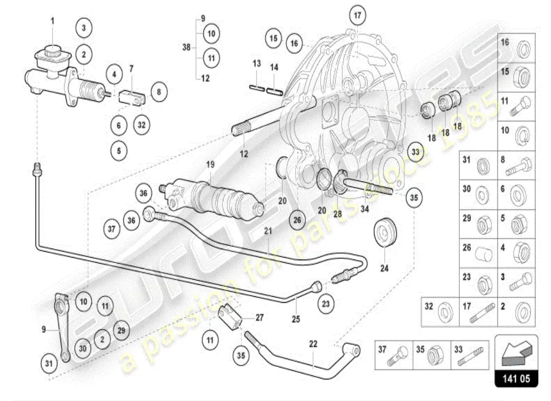 lamborghini diablo vt (1996) embrague diagrama de piezas