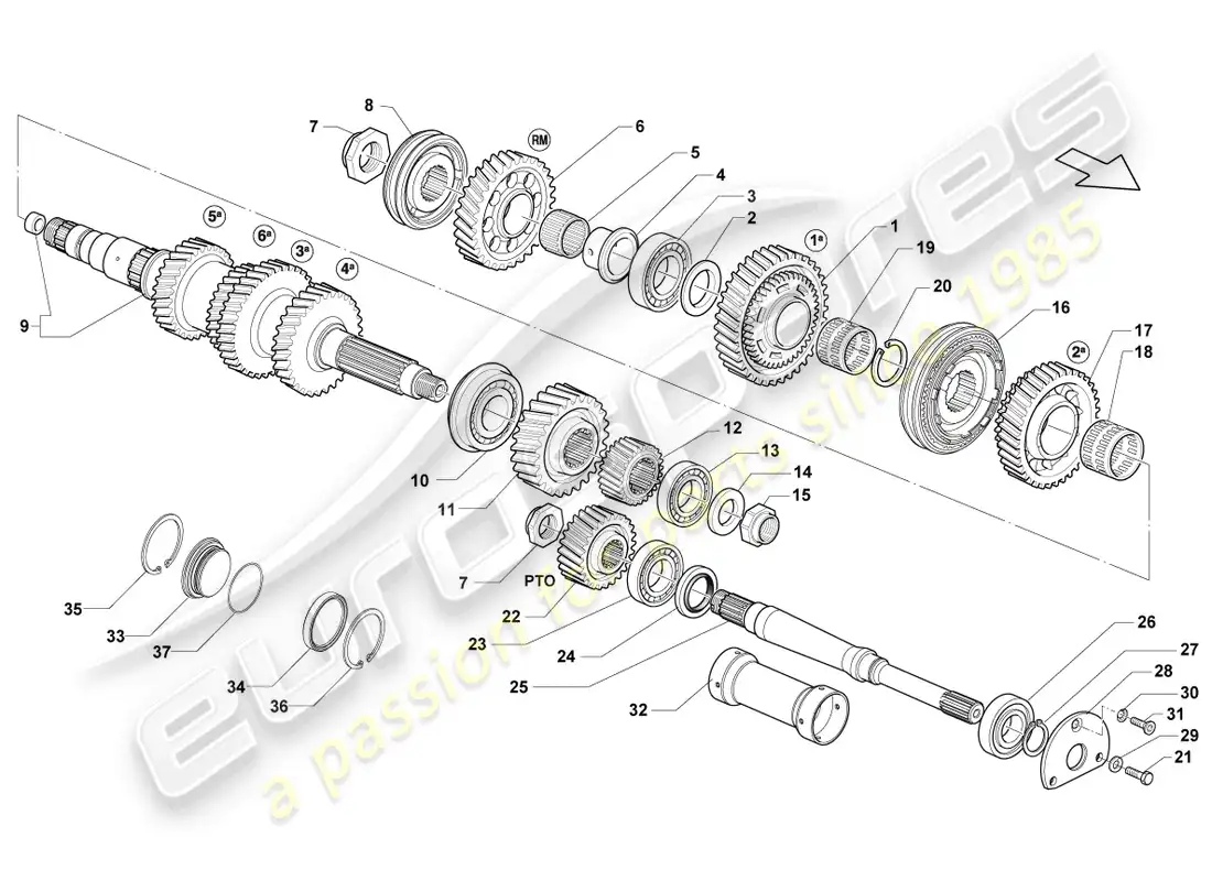 lamborghini blancpain sts (2012) eje de salida diagrama de piezas