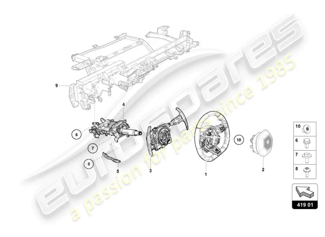 lamborghini sto (2024) sistema de dirección diagrama de piezas
