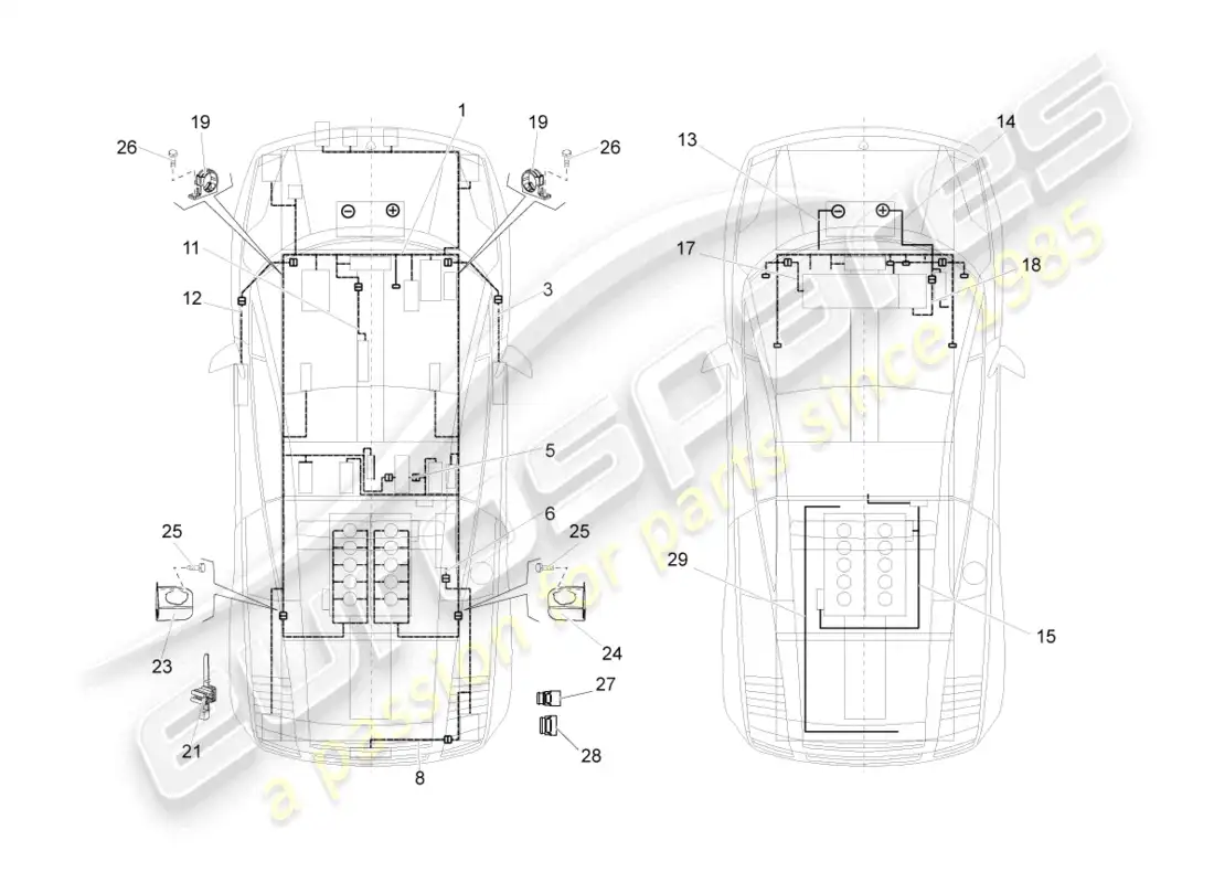 lamborghini gallardo coupe (2007) telares de cableado diagrama de piezas