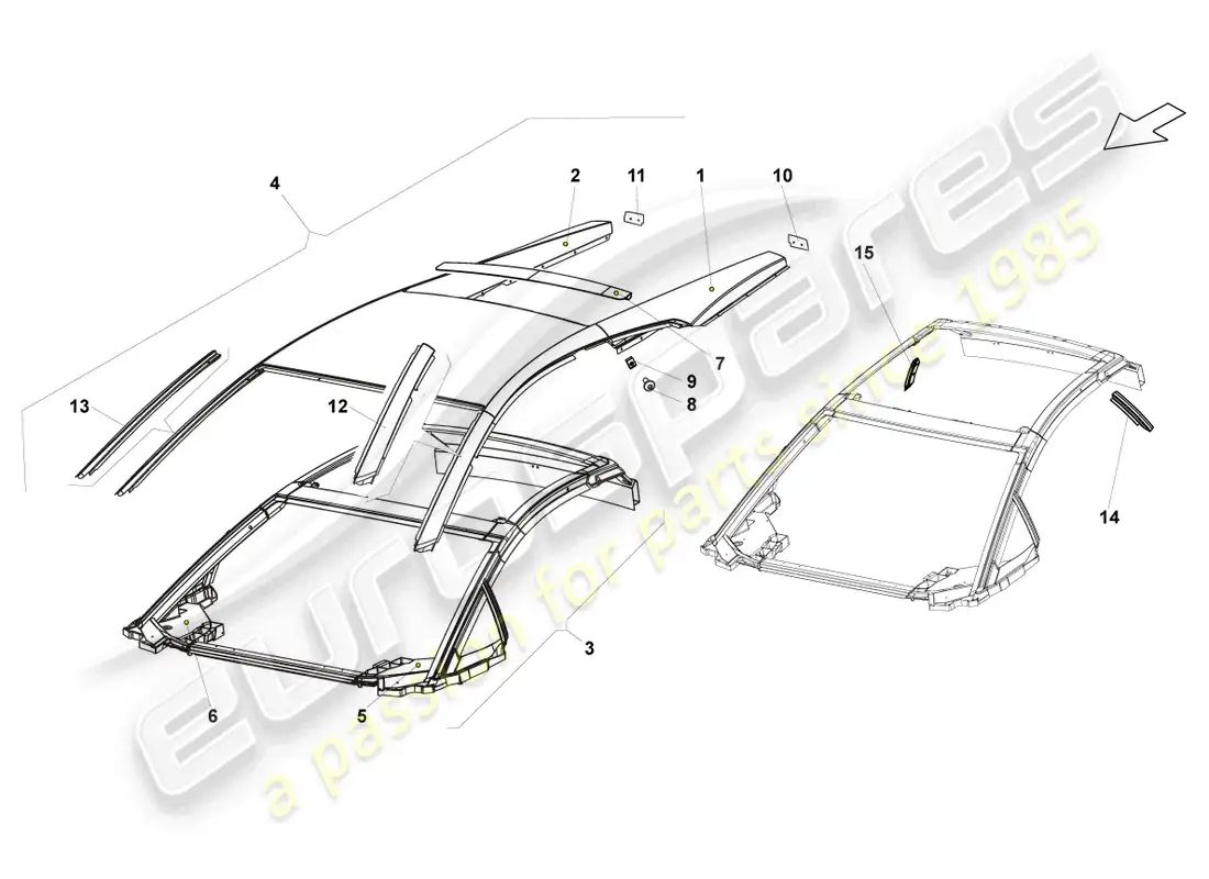 lamborghini lp570-4 sl (2010) techo diagrama de piezas