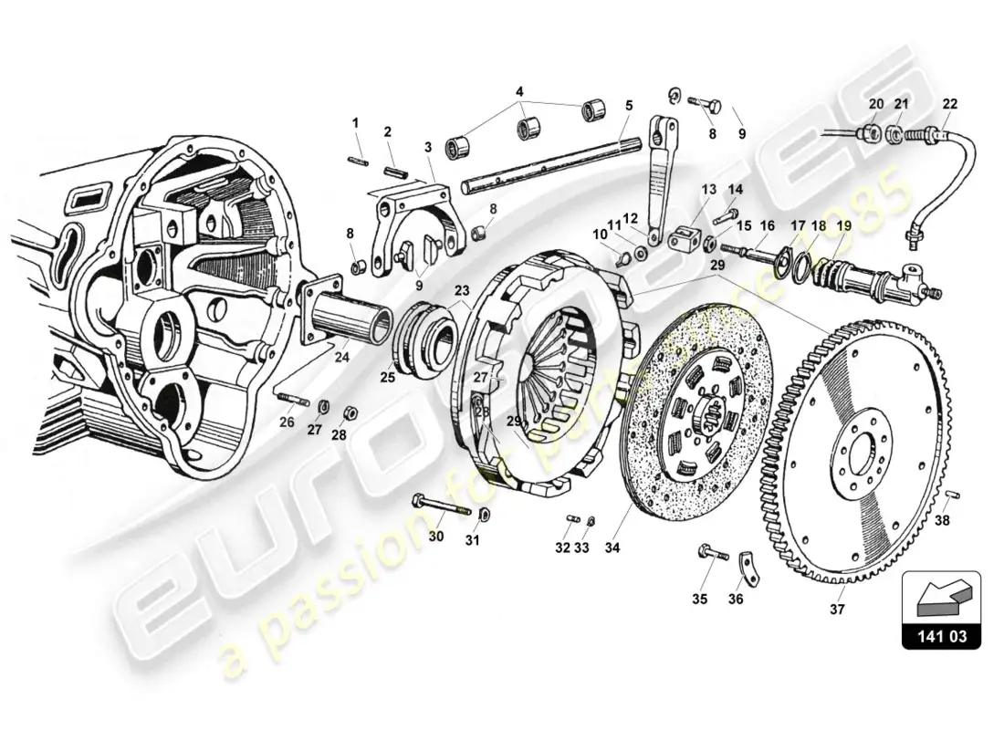 lamborghini countach 25th anniversary (1989) embrague diagrama de piezas