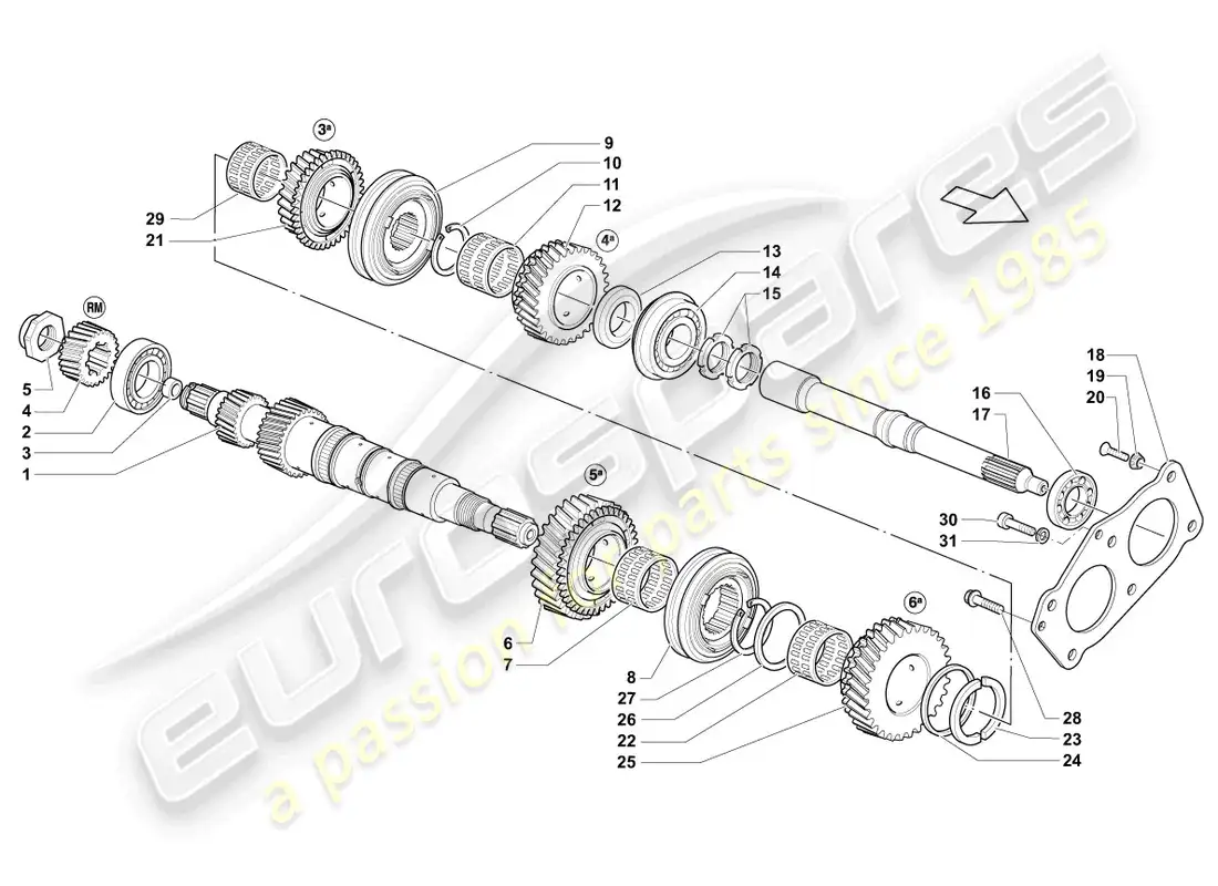 lamborghini lp570-4 sl (2011) eje de entrada diagrama de piezas