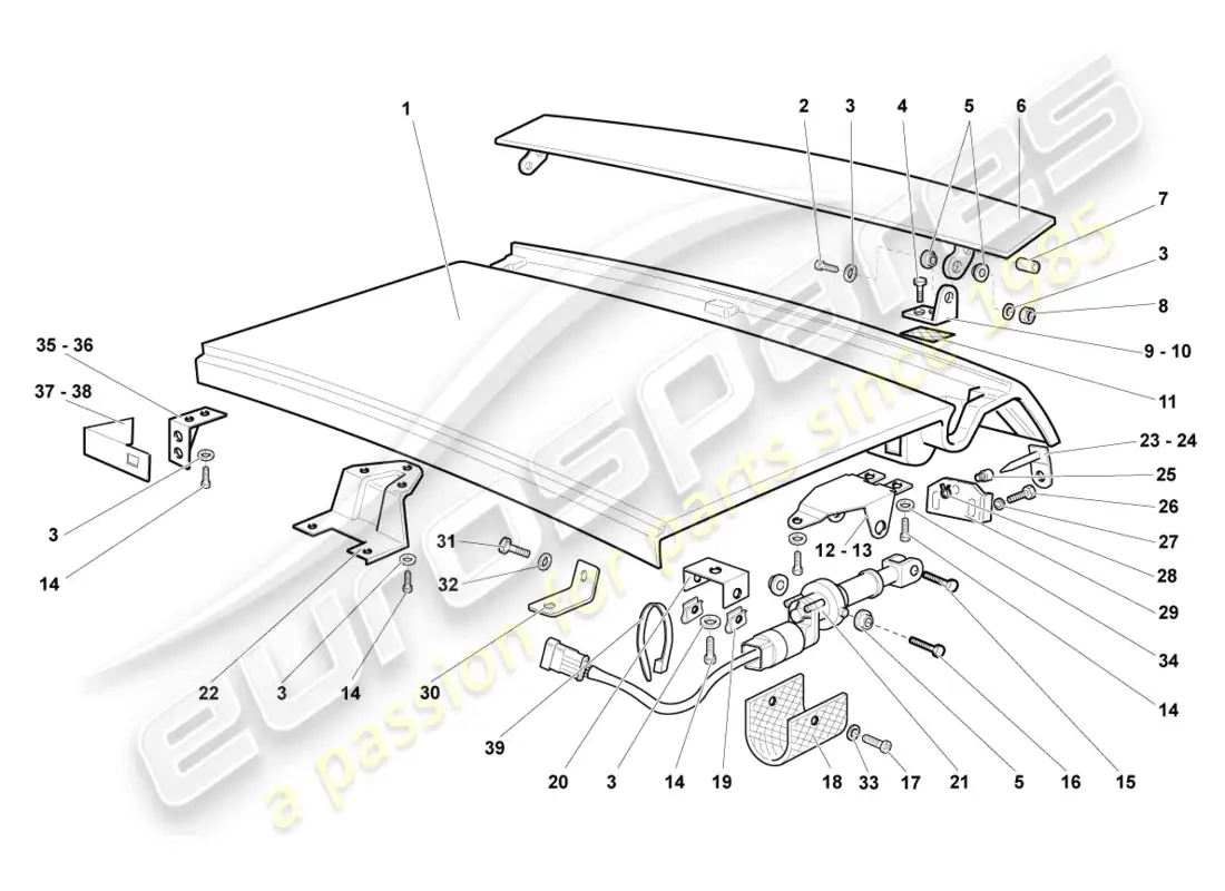 lamborghini lp640 coupe (2010) rear lid diagrama de piezas