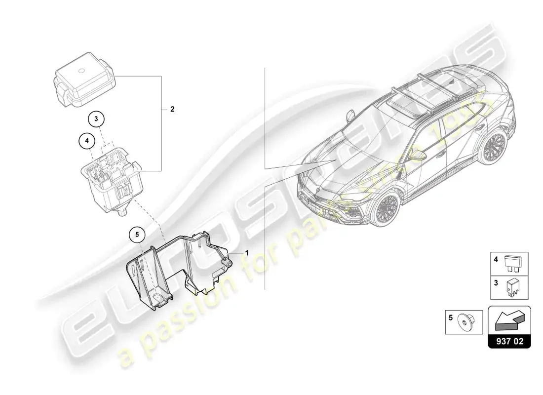lamborghini urus (2019) fusibles diagrama de piezas