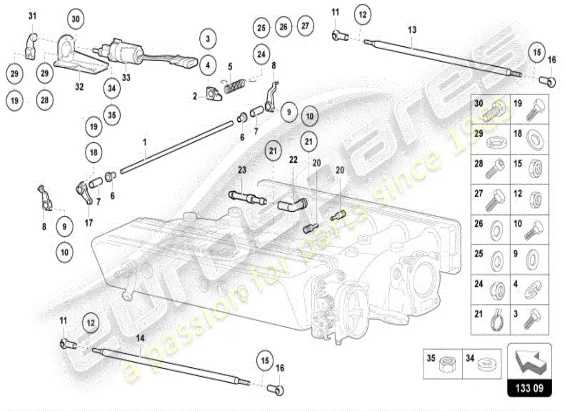 lamborghini diablo vt (1996) diagrama de piezas de enlace