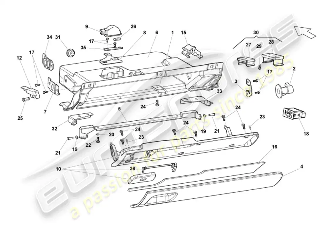 lamborghini gallardo coupe (2006) guantera diagrama de piezas