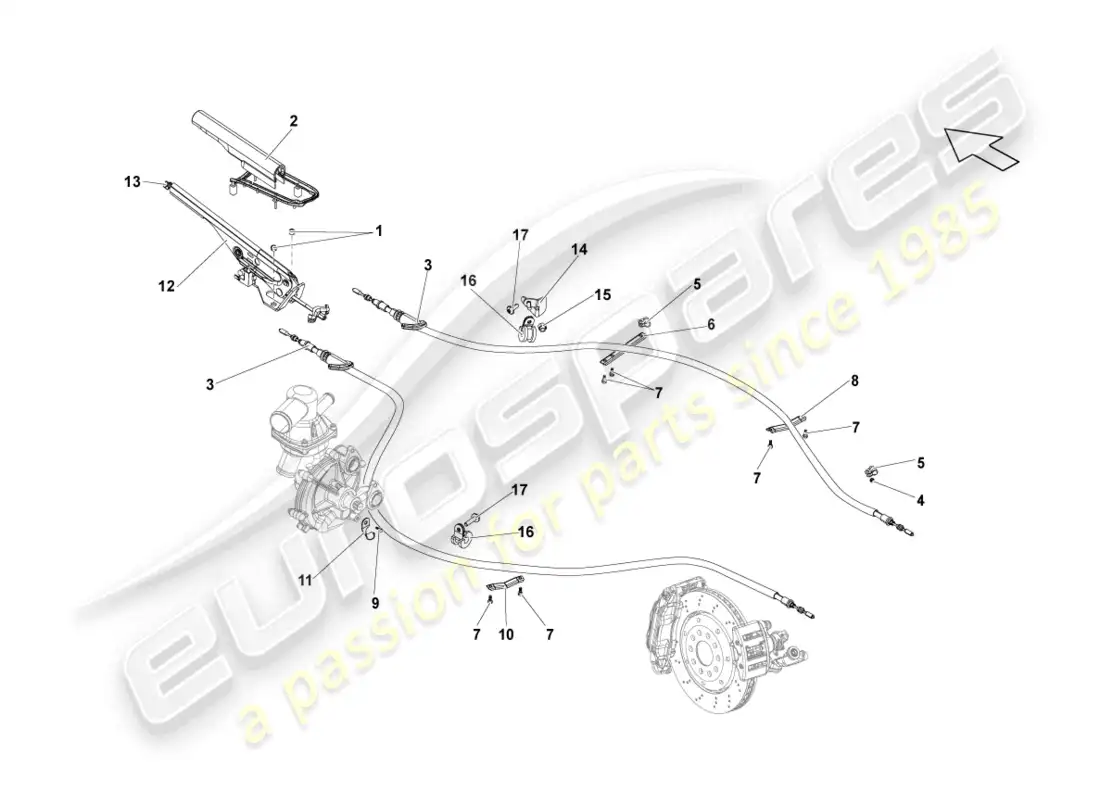 lamborghini lp570-4 sl (2011) freno de mano diagrama de piezas