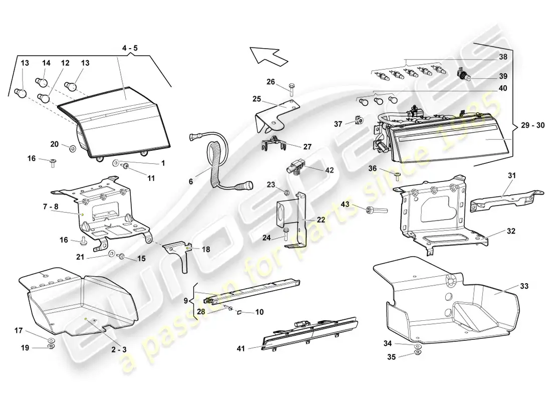 lamborghini gallardo coupe (2008) luz de la cola diagrama de piezas