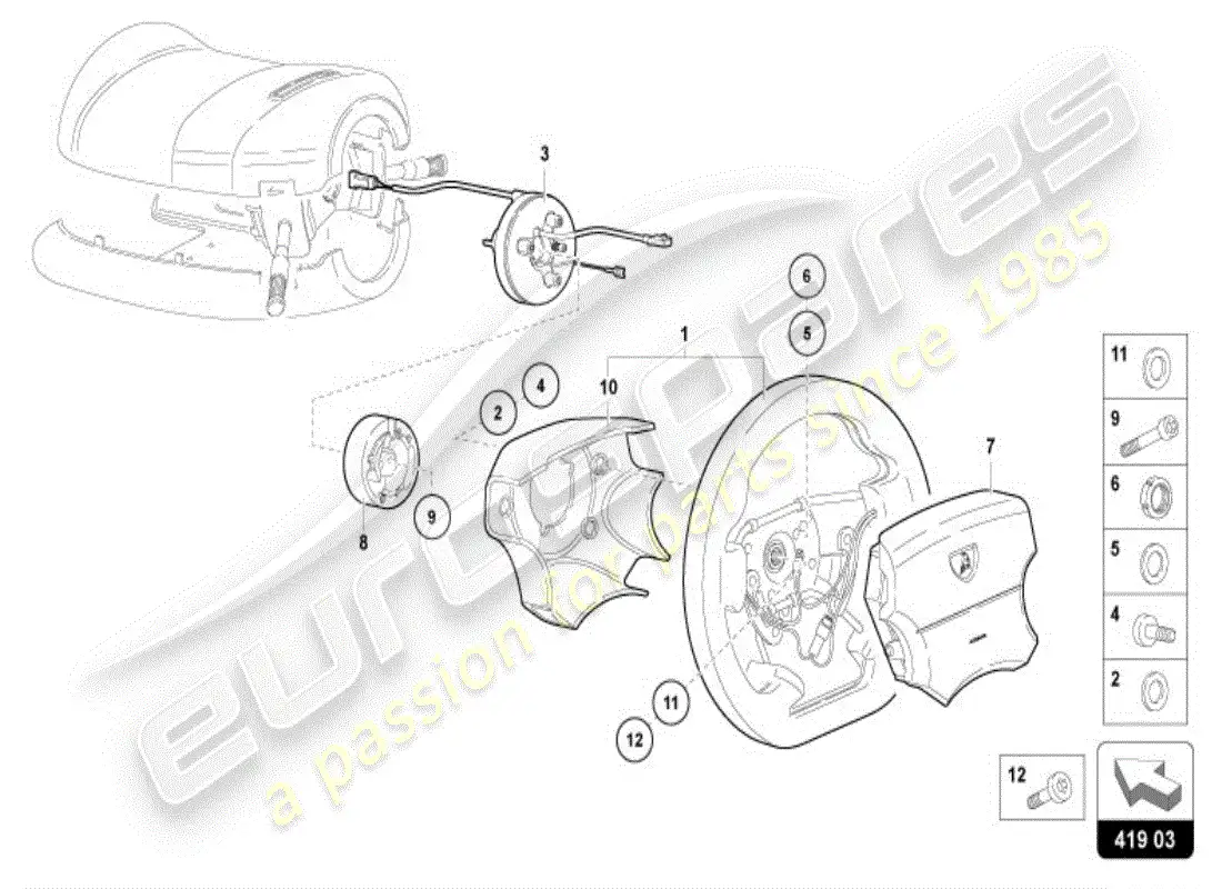 lamborghini diablo vt (1998) volante diagrama de piezas