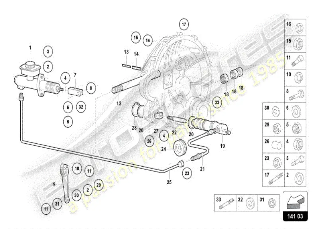 lamborghini diablo vt (1995) embrague diagrama de piezas