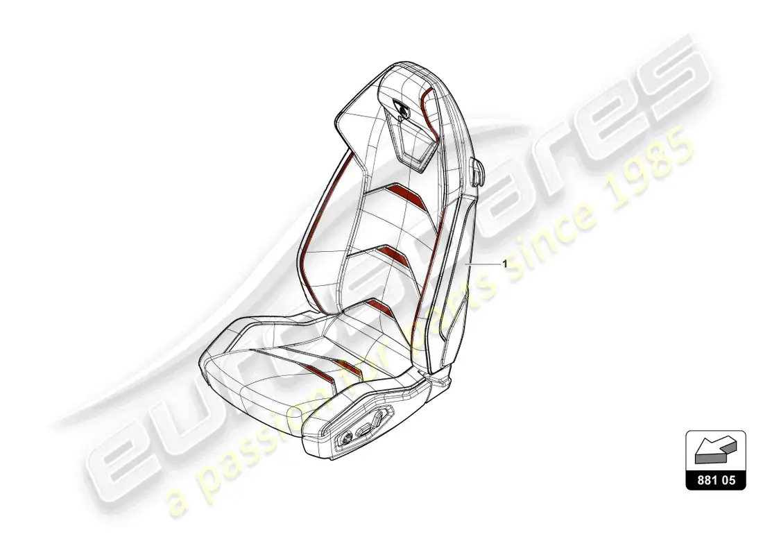 lamborghini evo spyder (2024) asiento 'evo trim' diagrama de piezas