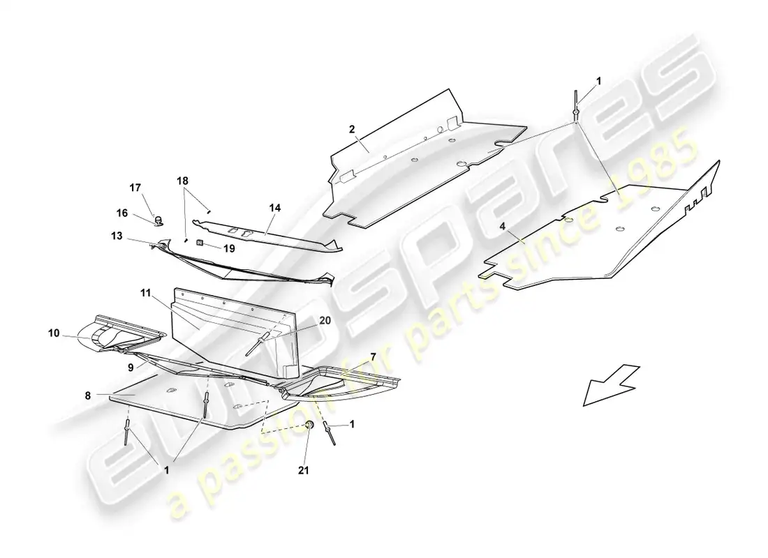 lamborghini reventon roadster adorno de bajos diagrama de piezas
