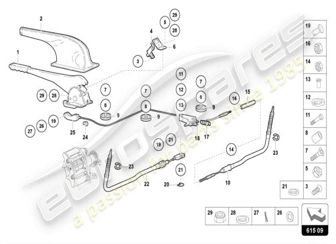 lamborghini diablo vt (1998) freno de mano diagrama de piezas