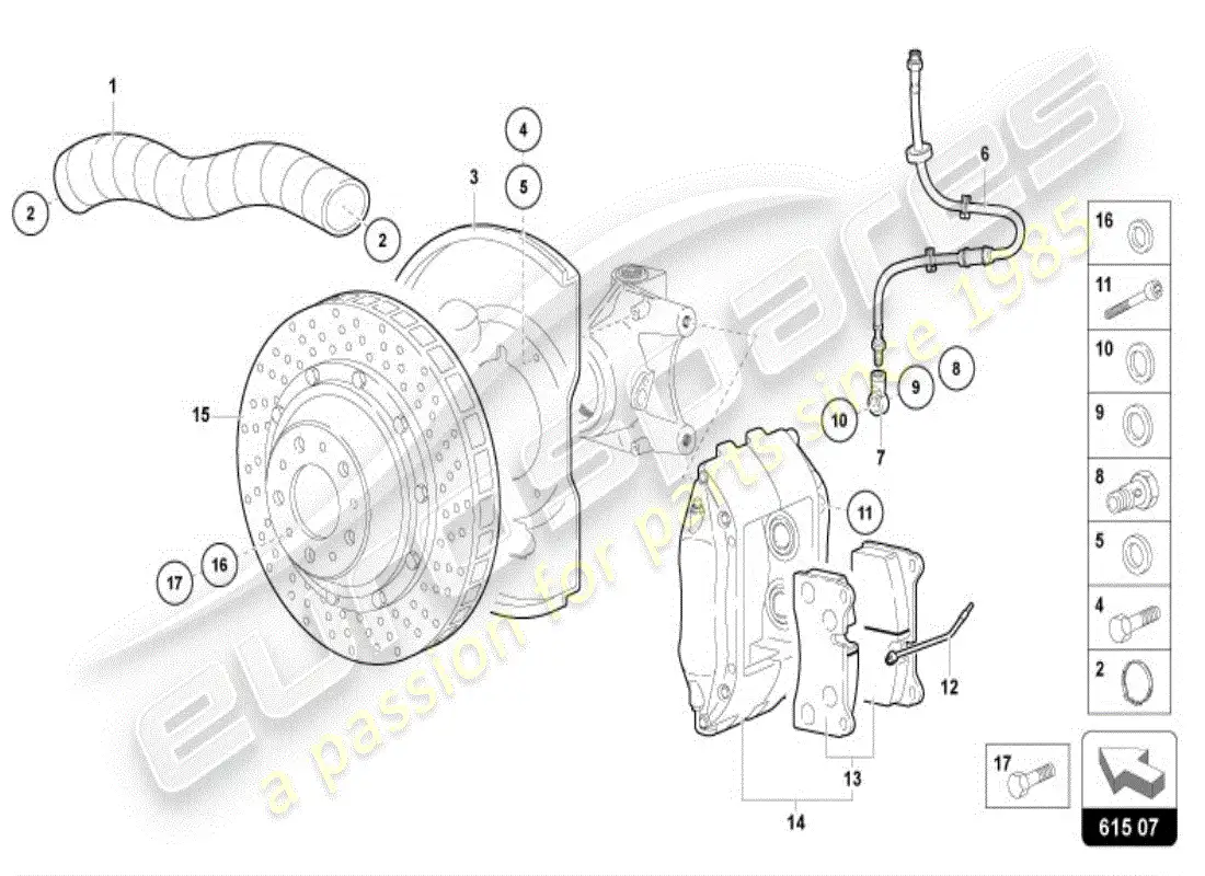 lamborghini diablo vt (1998) disco de freno delantero diagrama de piezas