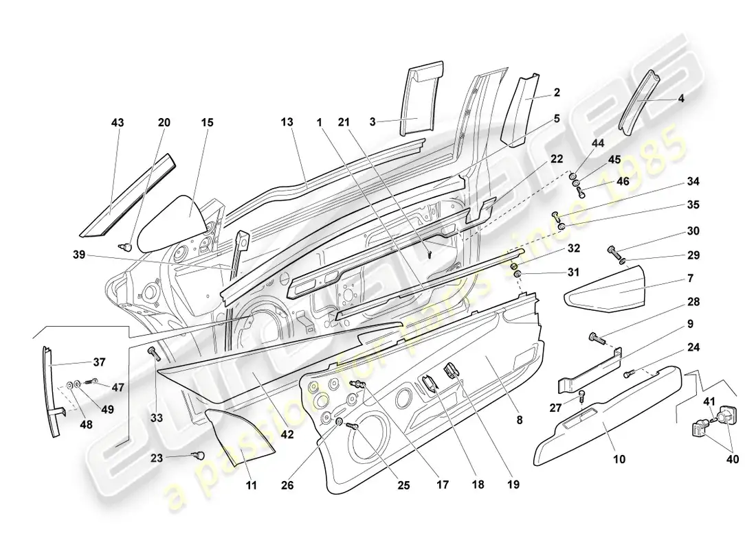 lamborghini reventon roadster guía de ventana diagrama de piezas