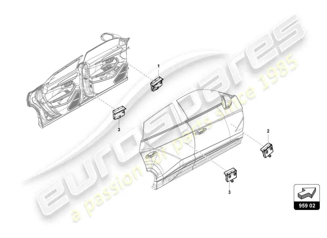 lamborghini urus (2019) unidad de control de puerta diagrama de piezas