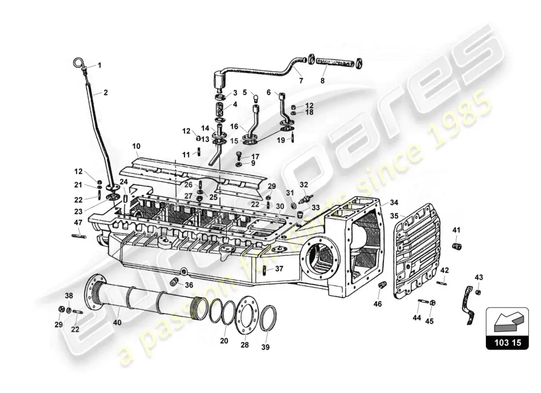 lamborghini countach 25th anniversary (1989) cárter de aceite diagrama de piezas