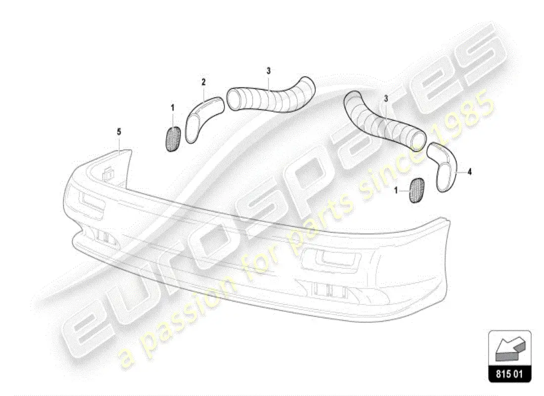 lamborghini diablo vt (1996) diagrama de piezas de cartón del conducto de aire delantero