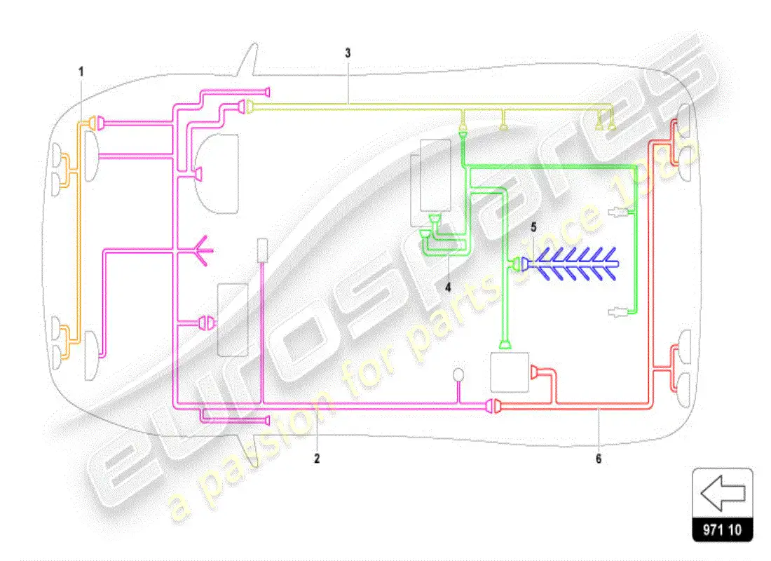 lamborghini diablo vt (1995) sistema eléctrico diagrama de piezas