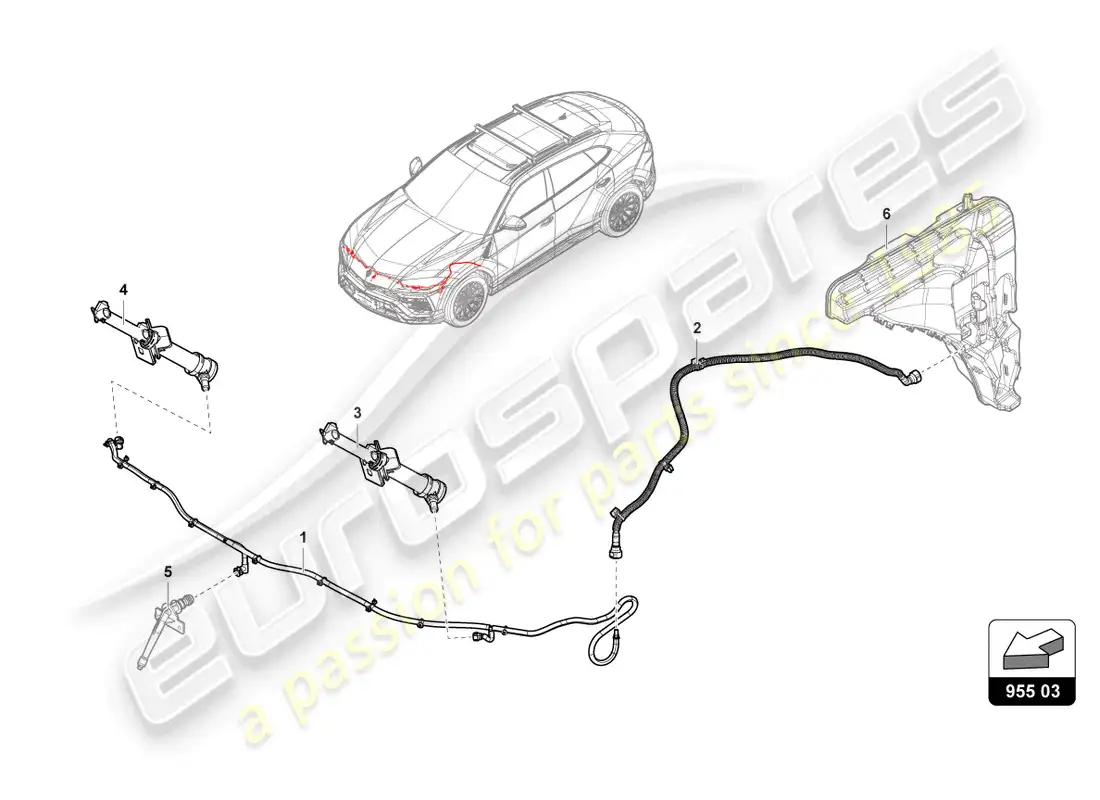 lamborghini urus (2019) sistema arandela diagrama de piezas