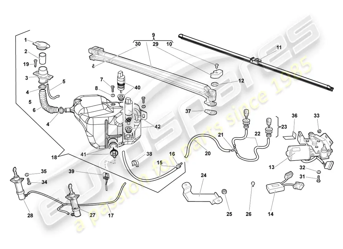 lamborghini lp640 coupe (2010) limpiaparabrisas diagrama de piezas