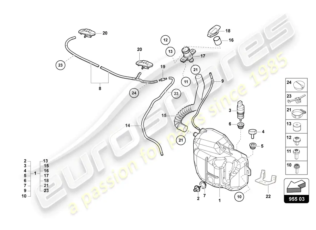 lamborghini countach lpi 800-4 (2022) sistema arandela diagrama de piezas