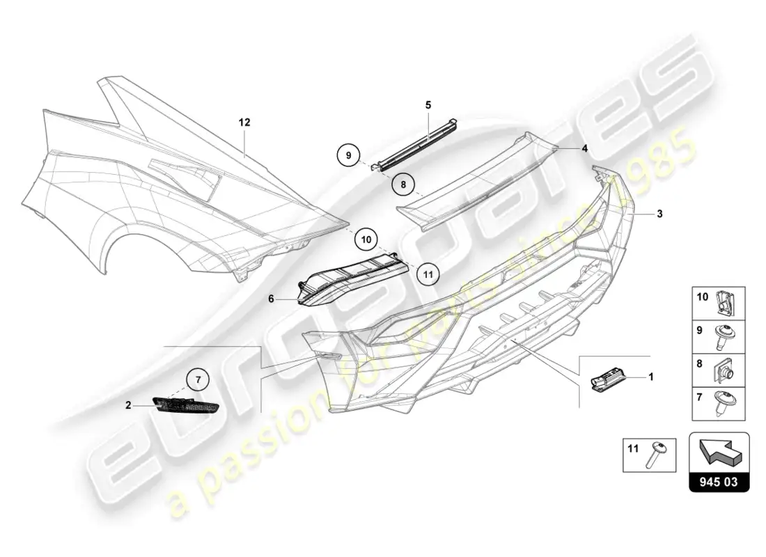 lamborghini sto (2023) luz trasera diagrama de piezas