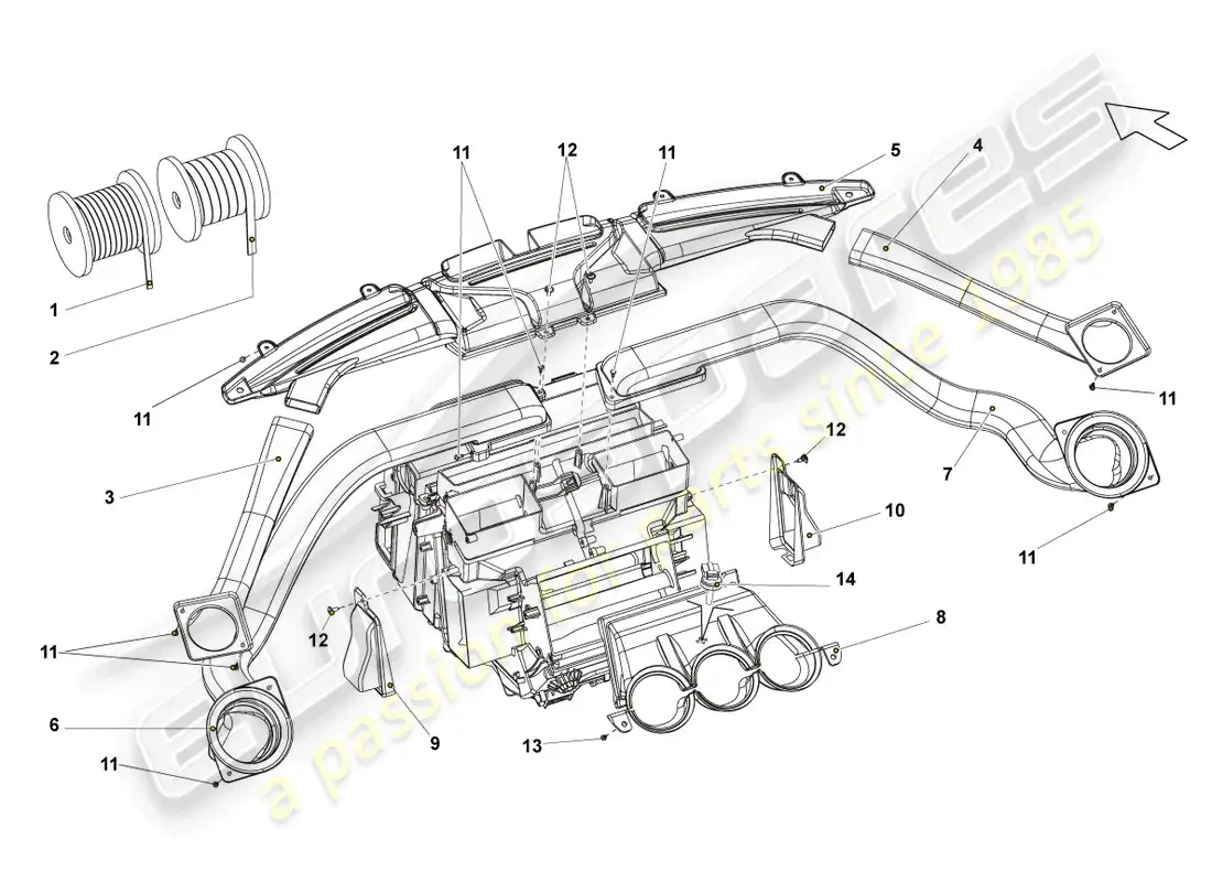 lamborghini lp570-4 sl (2010) sistema de calefacción y ventilación diagrama de piezas
