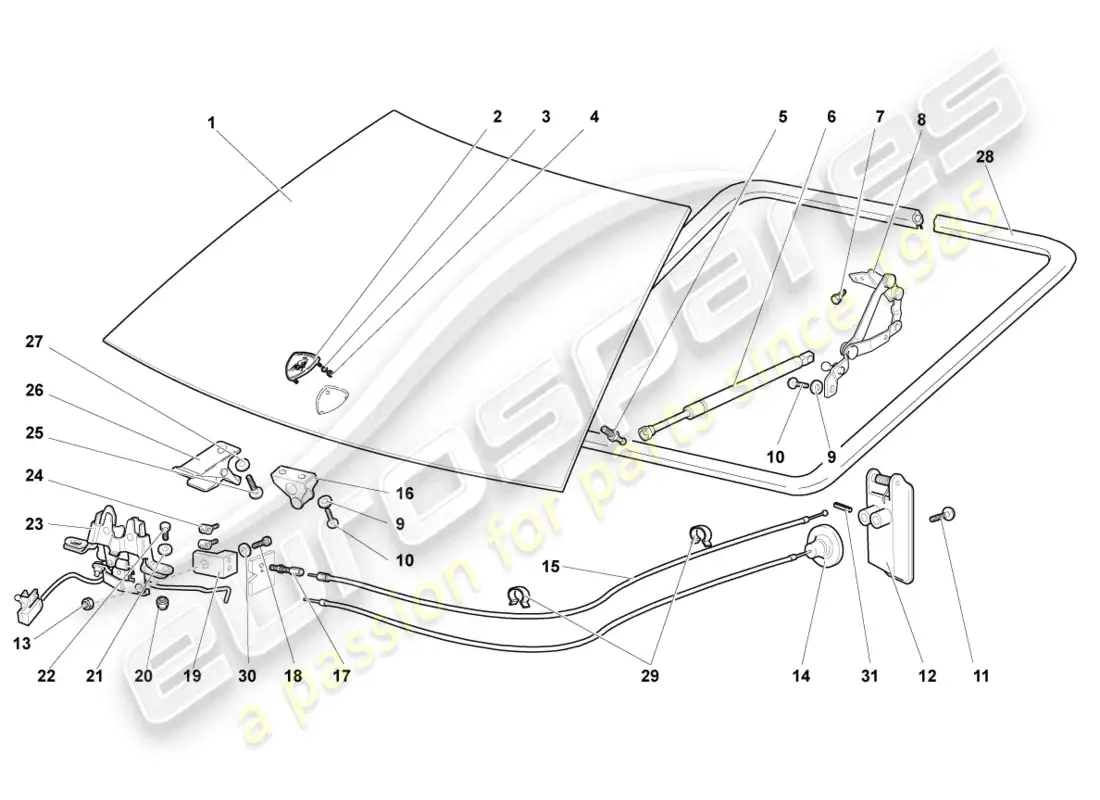 lamborghini lp670-4 sv (2010) capó diagrama de piezas