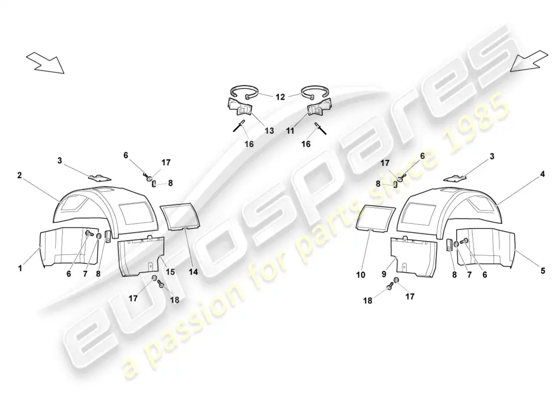 lamborghini lp670-4 sv (2010) recubrimiento de rueda delantero diagrama de piezas