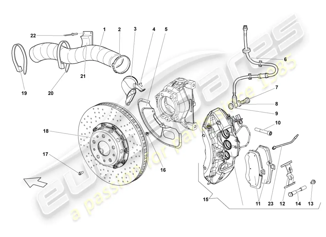 lamborghini lp640 roadster (2007) disc brake front diagrama de piezas
