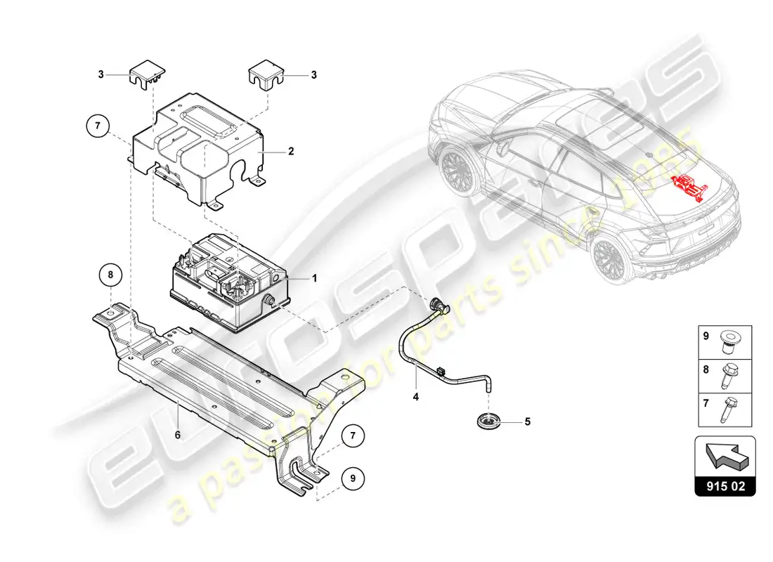 lamborghini urus s (2023) condensador para el sistema eléctrico del vehículo 48 v diagrama de piezas