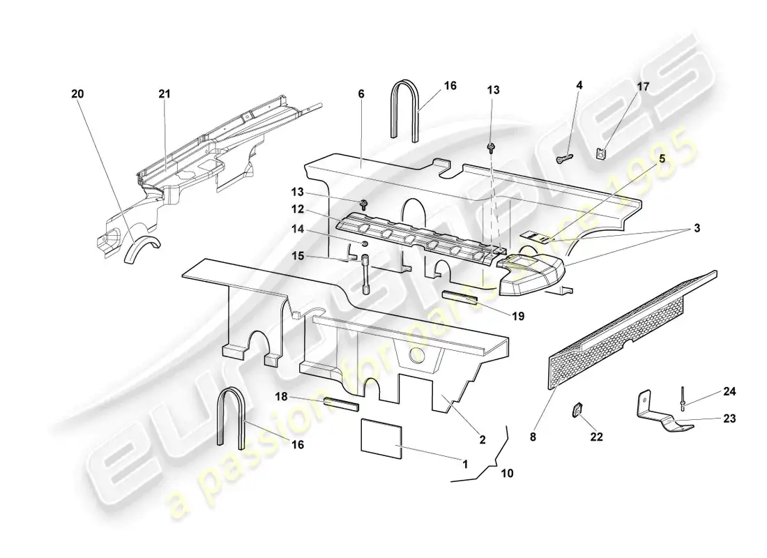 lamborghini reventon roadster absorbentes de sonido diagrama de piezas