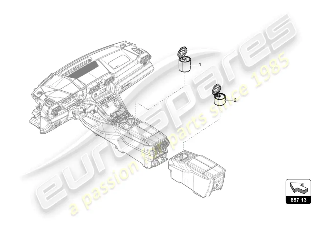 lamborghini urus (2022) cenicero diagrama de piezas