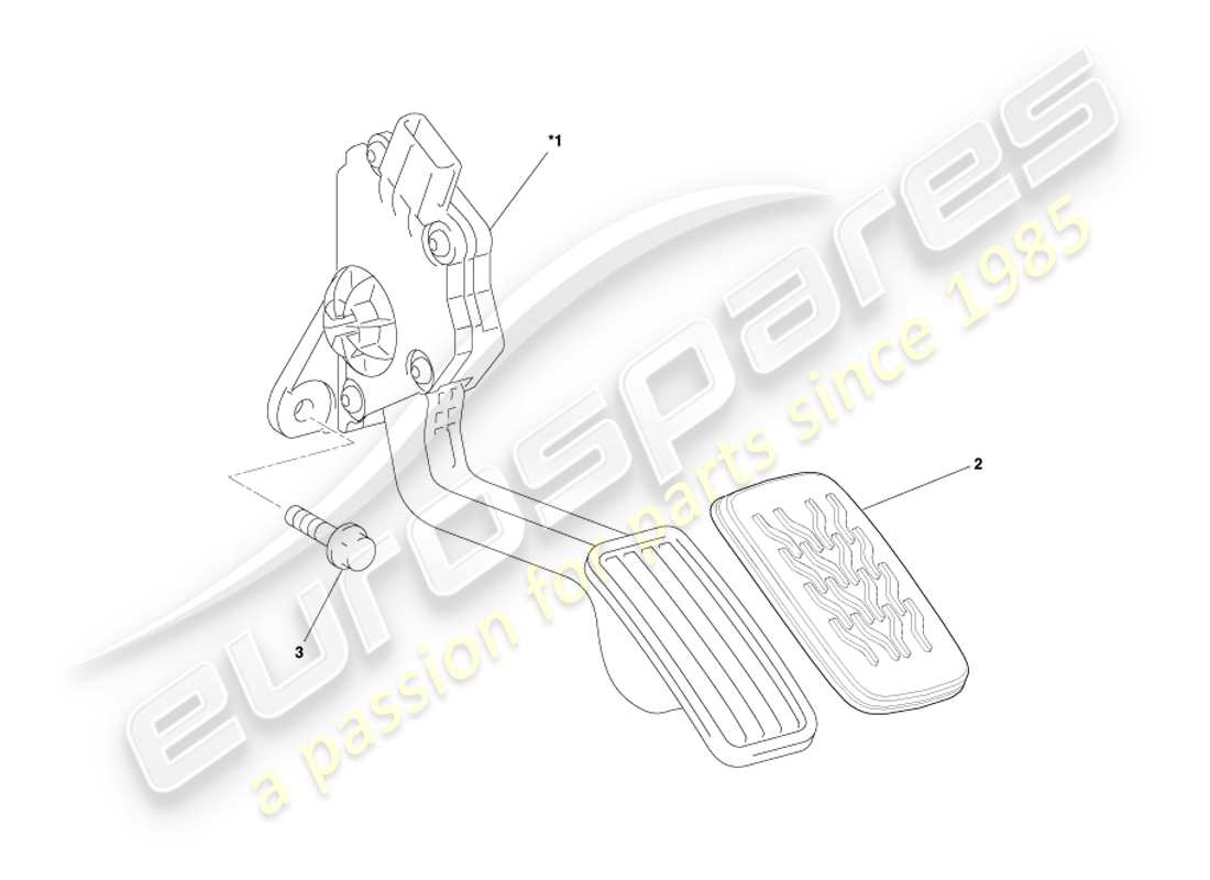 aston martin cygnet (2012) diagrama de piezas del pedal del acelerador