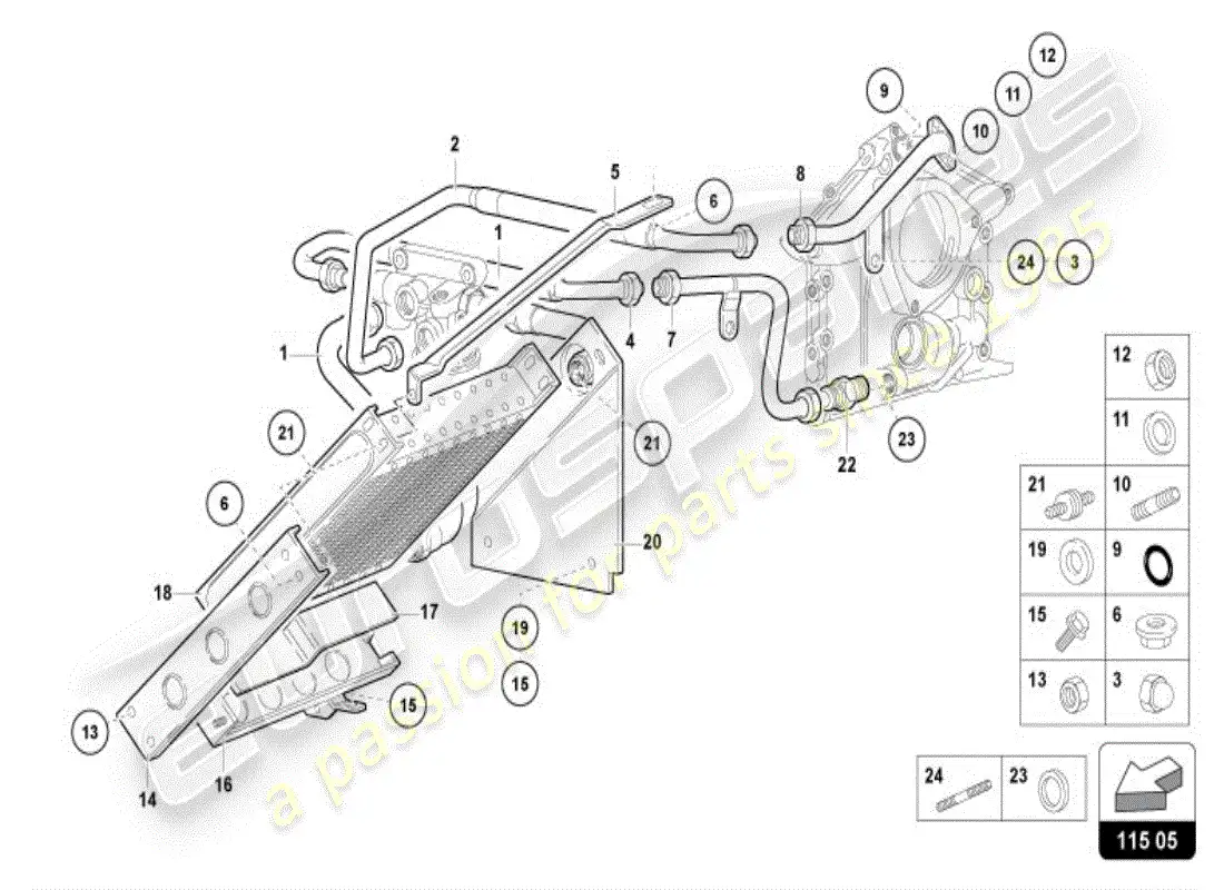 lamborghini diablo vt (1999) sistema de aceite del motor diagrama de piezas