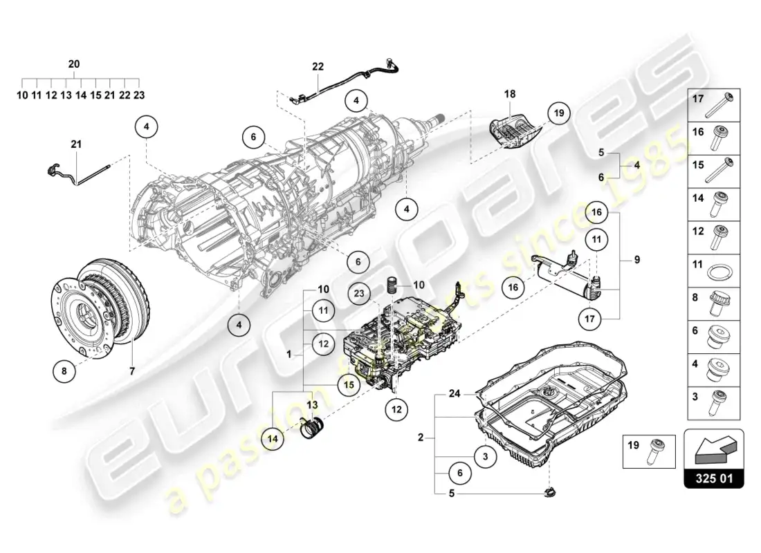 lamborghini urus s (2023) mecatrónica con software diagrama de piezas