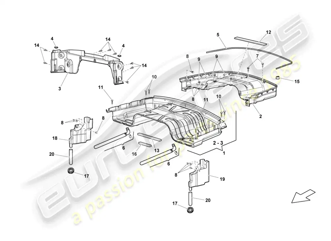 lamborghini lp550-2 spyder (2012) caja de almacenaje superior convertible diagrama de piezas