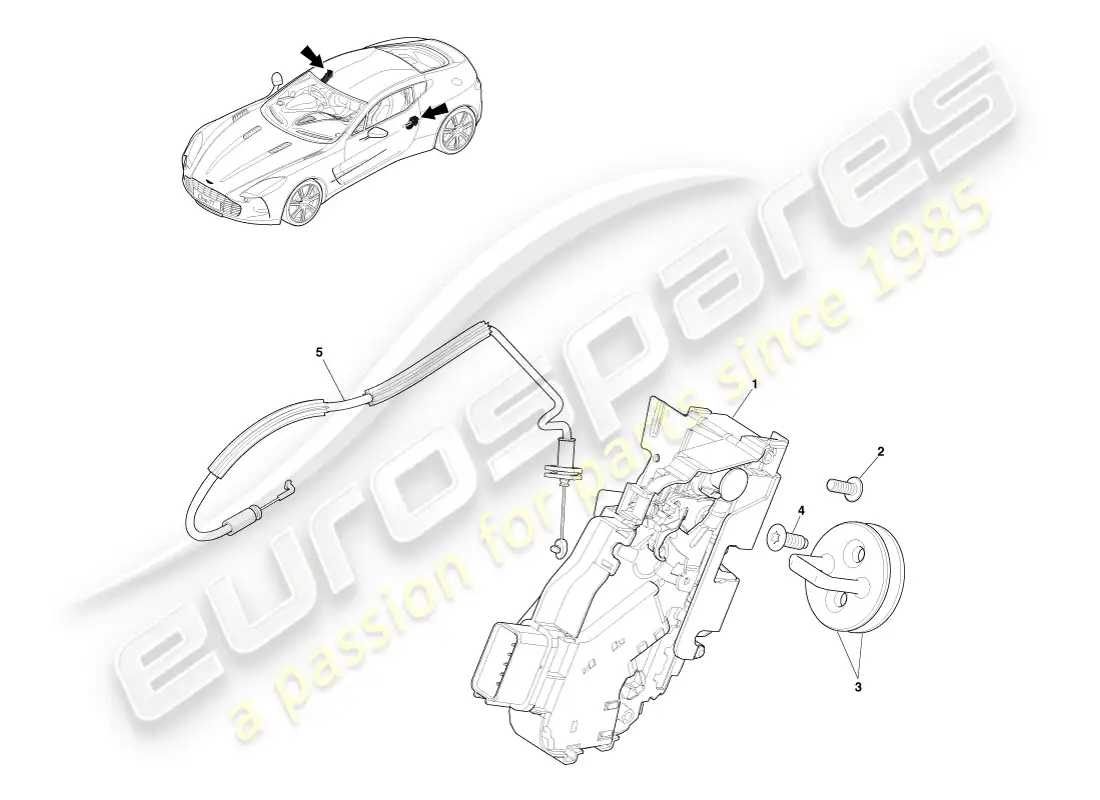 aston martin one-77 (2011) pestillo de la puerta delantera diagrama de piezas