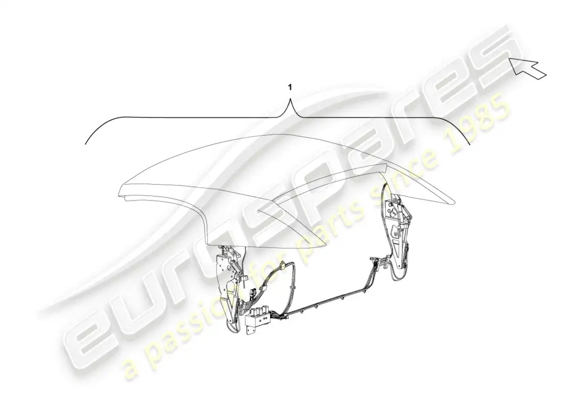 lamborghini gallardo spyder (2008) diagrama de piezas del techo cabrio