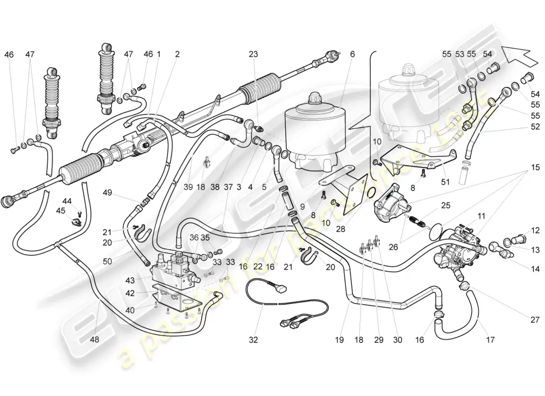 lamborghini gallardo coupe (2006) aparato de gobierno diagrama de piezas