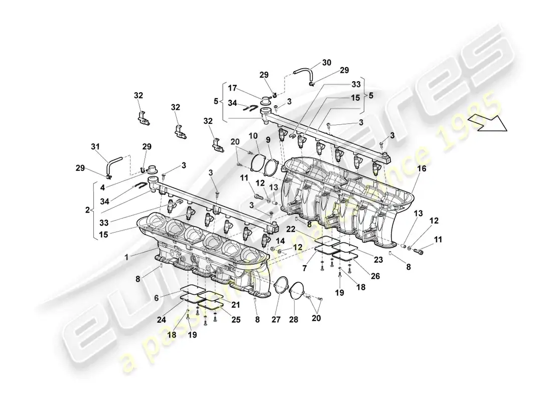 lamborghini lp670-4 sv (2010) sistema de admisión diagrama de piezas